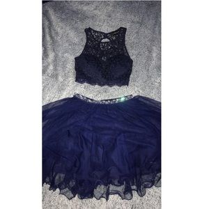 Navy Blue with rhinestones two piece